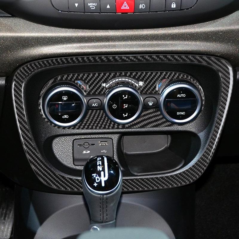For 14-17 Fiat 500L Car Interior Modification Carbon Fiber Air Conditioning Control Set Decoration Stickers