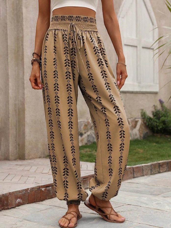 2026 Spring/Summer Women's Geometric Print Lantern Pants - Versatile Casual Style