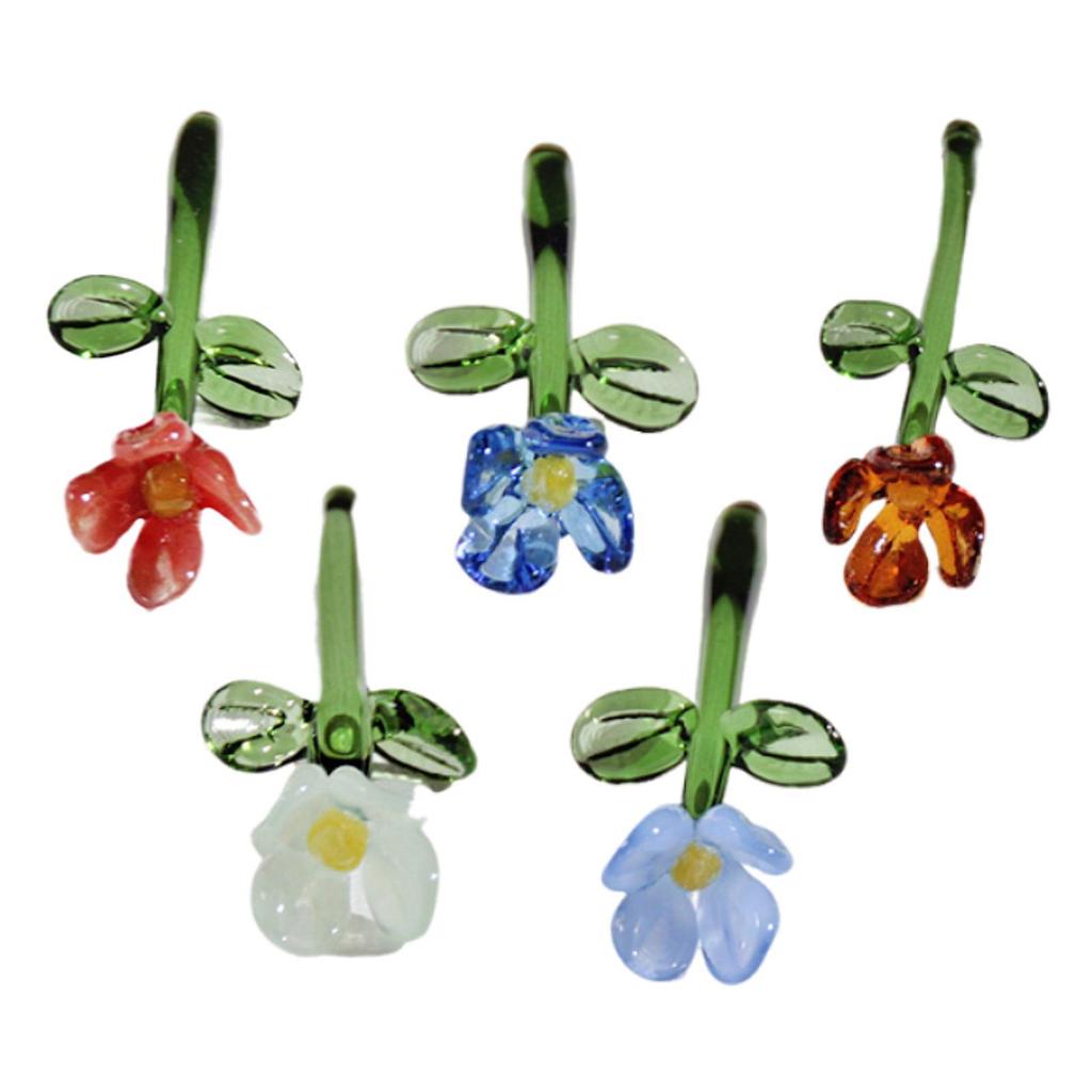 Mini Glass Flower Floral Figurine Gifts Artificial Flower for Spring Desktop