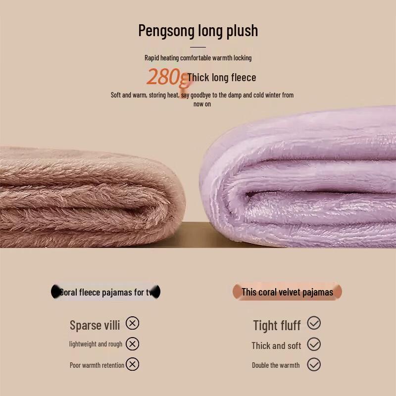 Langsha Women's Winter Coral Fleece Loungewear Set