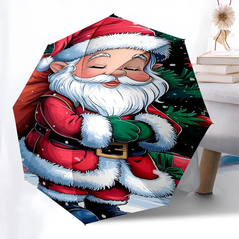 

1pc Christmas Santa Claus Design Automatic Opening/Closing Umbrella with Foldable Design and 8-Iron Frame, Perfect Gift for Fans, Travelers, and Daily