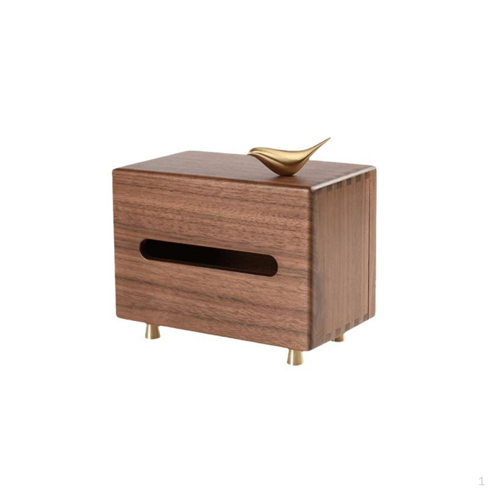 Tissue Box Holder Walnut Wooden for Tabletop, Living Room, Bedside Table