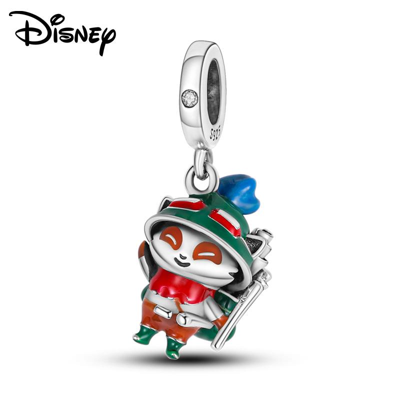 Disney 925 Silver Mickey and Flower Fairy Pendant Beads Suitable for Girls To DIY Original Bracelets Fashion Gifts