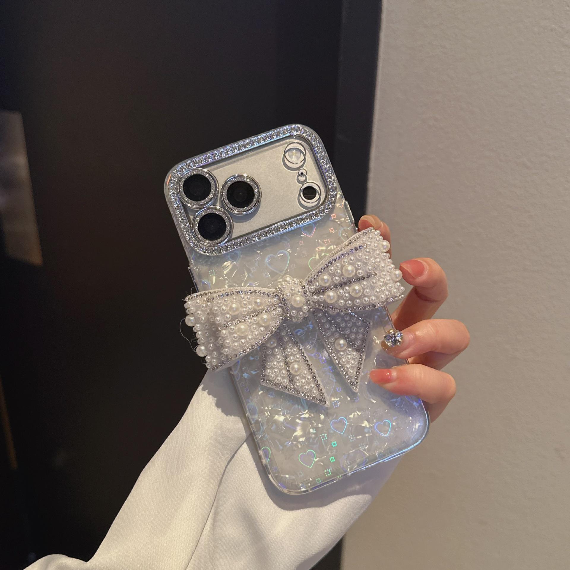 

Porous Shell Pattern Apple 17 Pro Max/15 Case with Bow Design 16 Pro