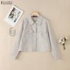 ZANZEA Women Casual Turn Down Collar Long Sleeve Blouse