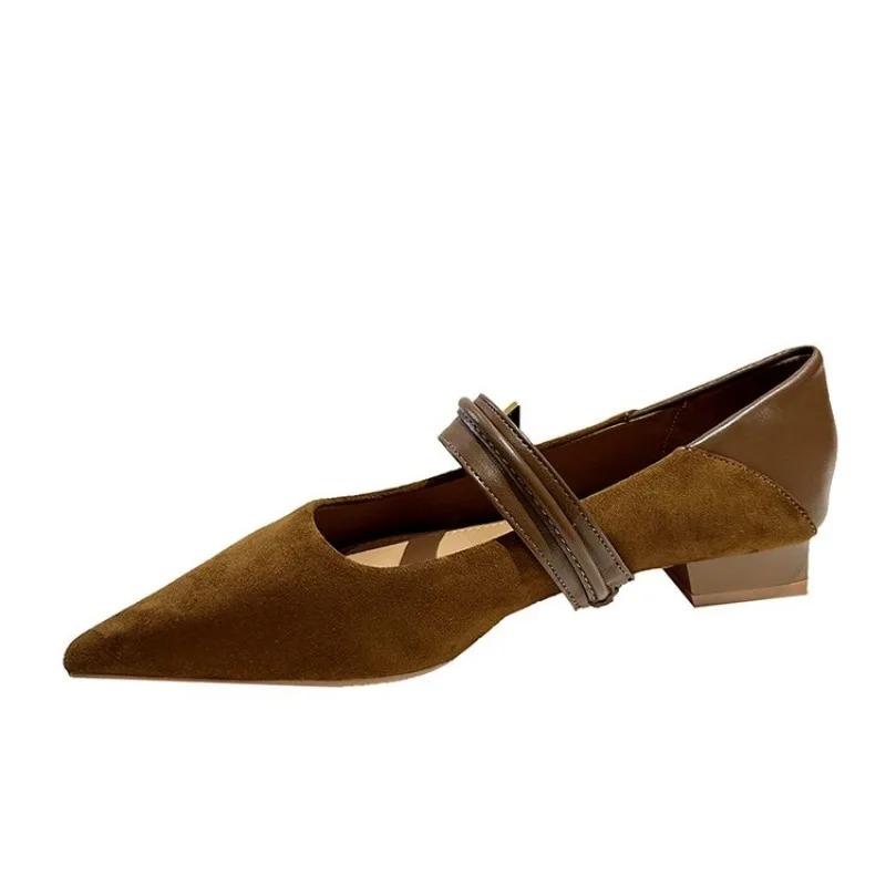 Suede Women Pointed Toe Heels Shoes Sexy Elegant Dress Sandals Women Designer New Pumps Woman Loafers Chunky Mujer