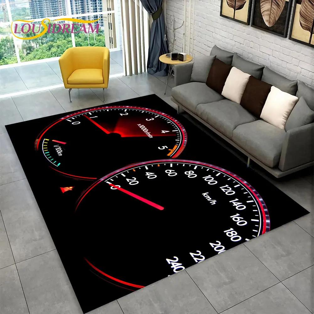 Alfombra grande para tablero de instrumentos de carreras de autos en 3D, alfombra para sala de estar, dormitorio, sofá, cocina, decoración, alfombra antideslizante para juegos de niños