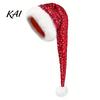 Santa Claus Hat Christmas for Adults, Thicken Soft Velvet Xmas with Sequin Gift Decoration, Long Holiday Party Cosplay Costume Accessories Halloween