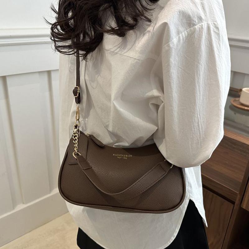 Stylish Luxury Design PU Leather Hobo Shoulder Bag Women Cherry Pendant Small Crossbody Bag For Daily Use Tote Bag