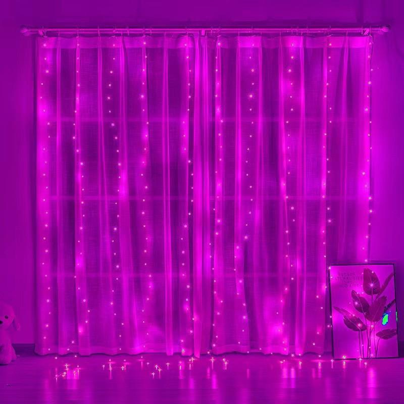 LED Remote-Controlled Copper Wire Curtain Lights for Atmosphere and Christmas Room Decor