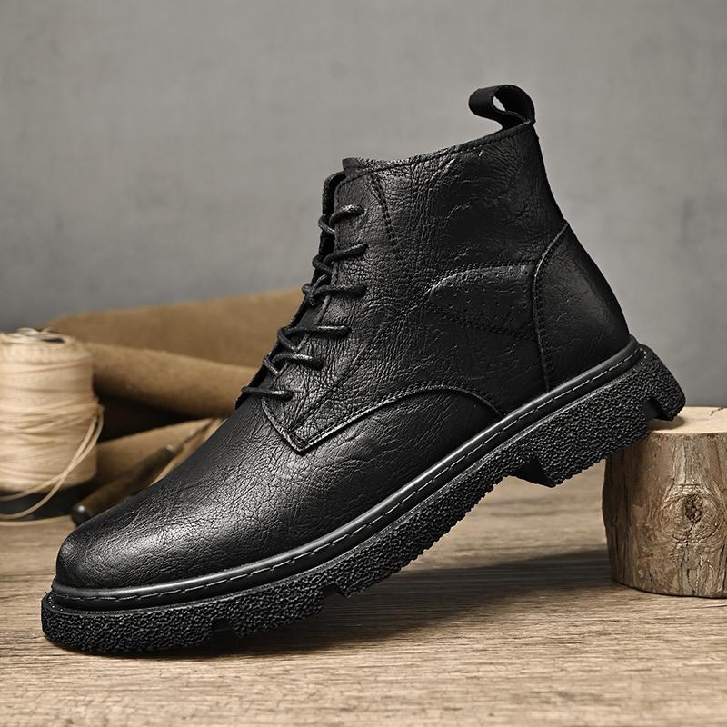 FashionPunk Style Motorcycle Boots for Men Retro Style Leather Male Sneakers Fashion Brand Men Casual Shoes Comfortable Man Ankle Boots