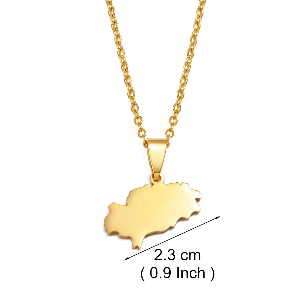 Anniyo 2.3cm Spain Ibiza Map Pendant Necklaces for Women Girl Iviza Ivica Stainless Steel Jewelry #012462