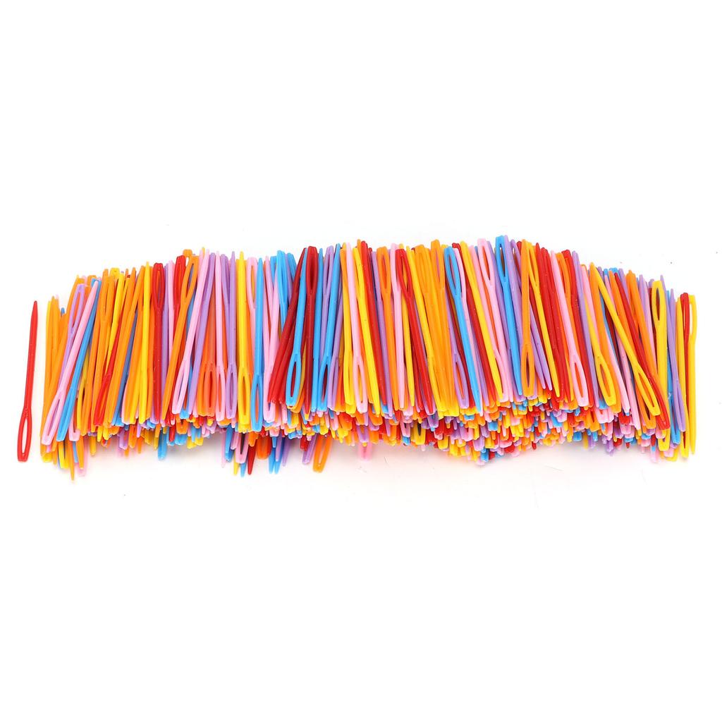 1000 ks Plastové šicí jehly Bezpečné Velké oko Barevné Pletací jehlice pro Děti Háčkování Darning