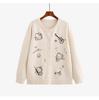 Free Shipping: Plus Size Women's Embroidered Cartoon Knit Cardigan Sweater - 2025 Winter Style