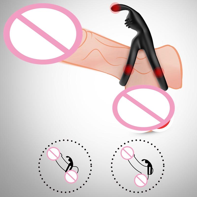 2 in 1 Men's Silicone Double Penis Ring Clitoris Stimulator Cock Ring Ejaculation Delay Penisring Erection Ring for Men Couples Wearable Masturbator