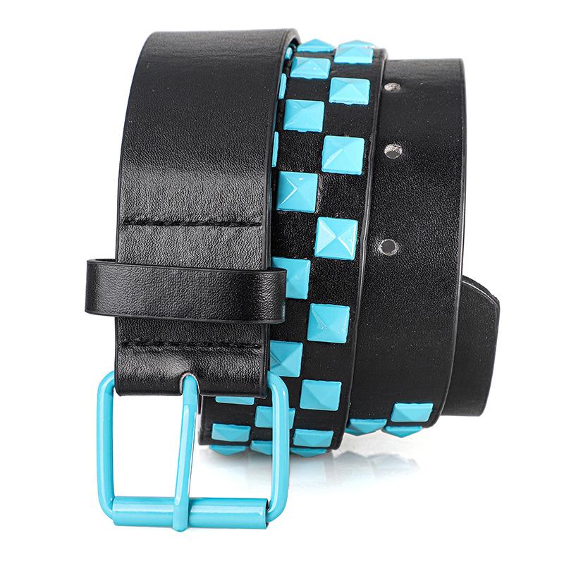 1Pc Fashionable Unisex Rivet Belt Punk HipHop Rock Y2K Style Dopamine Color Handsome Street Casual Daily Wear Belt,For Men Women