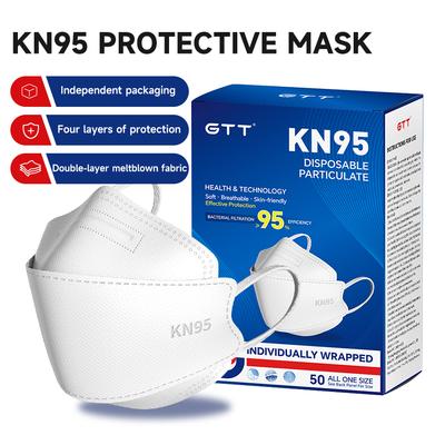 GTT 50-200Pcs Disposable Masks KN95 Fish-shaped 3D Mask Independent Packag 4-layer Filter Dust-proof Protection Mask Black White