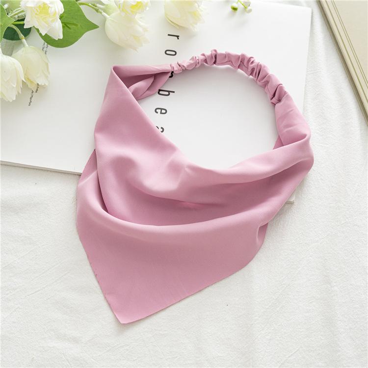 Solid Color Minimalist Hair Scarf Wide Elastic Headband For Women Elegant Back Hanging Headwrap Fashion Hair Accessory