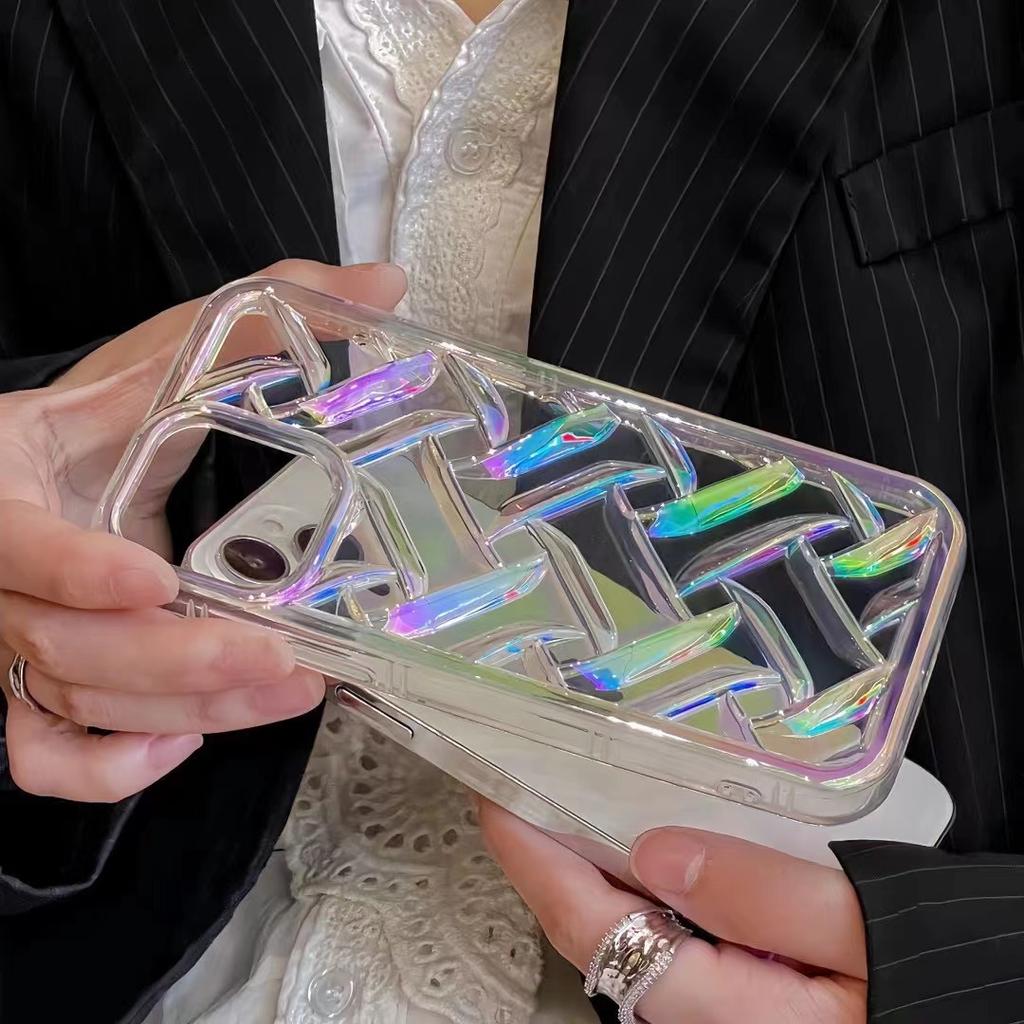 Niche Knitted Pattern Suitable for Apple 14 New Mobile Phone Case Electroplated IPhone13proMax Anti Fall Protection Case 12