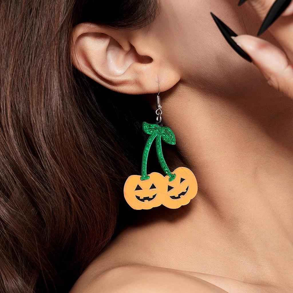 Original Design Halloween Pumpkin Earrings - Acrylic Fish Hook, Funny, European & American Style
