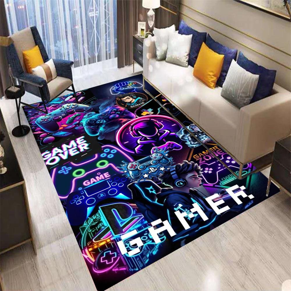 3D Abstraktní Moderní Koberec s Gamepadem, Koberec pro Obývací Pokoj Ložnici Pohovku Dekorace Vstupní Rohožka, Dětská Hra Protiskluzová Podložka na Podlahu