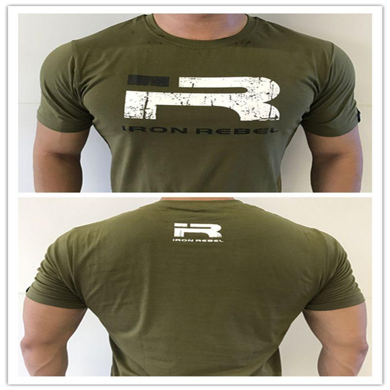 Muscle Men Bodybuilding Training Pure Cotton Loose round Neck Short Sleeve