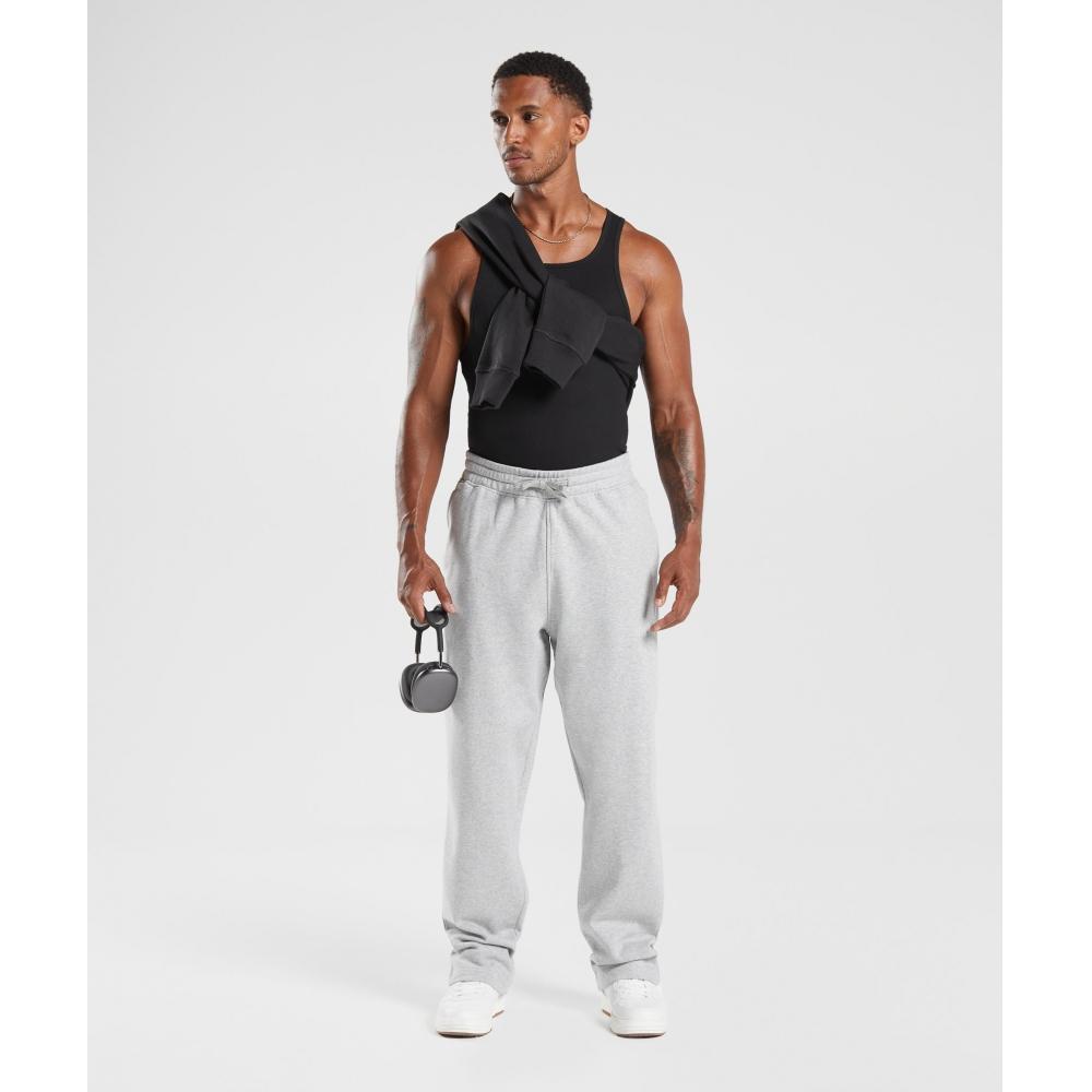 Gymshark Crest Straight Leg Joggers Light Grey Marl A5a1o Gbcn