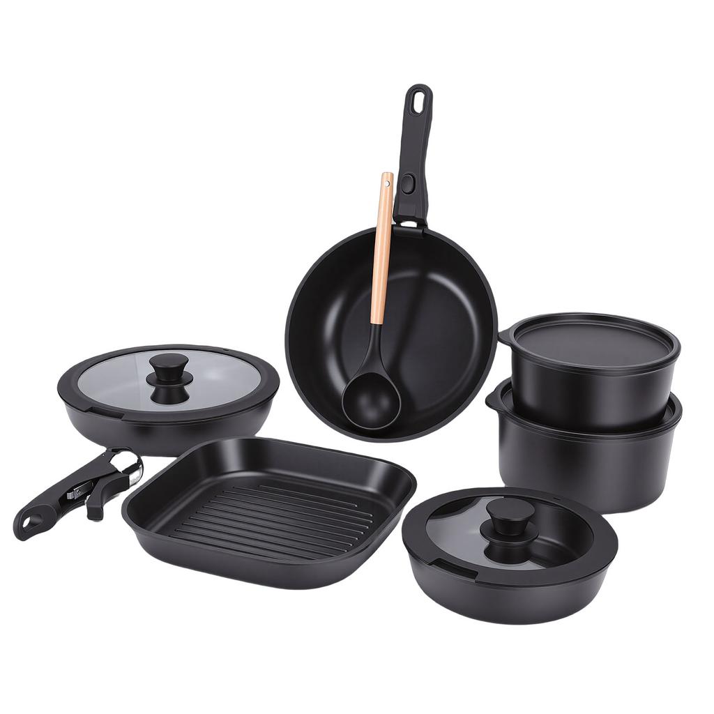 Pots and Pans Set with Detachable Handle Aluminum Nonstick Induction Cookware Set for Kitchen Cooking Dishwasher Safe