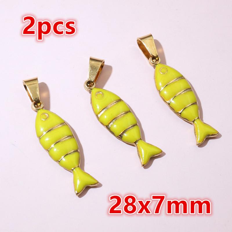 2-4pcs Enamel Stainless Steel Flower Coral Fish Charms Pendant DIY Jewelry Making Accessories Findings for Necklace Earrings
