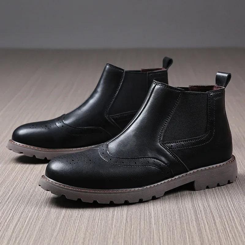 

Men s Ankle Boots Trend Autumn Winter Men s Business High Top Leather Boots Men Shoes High Top Shoes Mens Boots Sapato Masculino 45