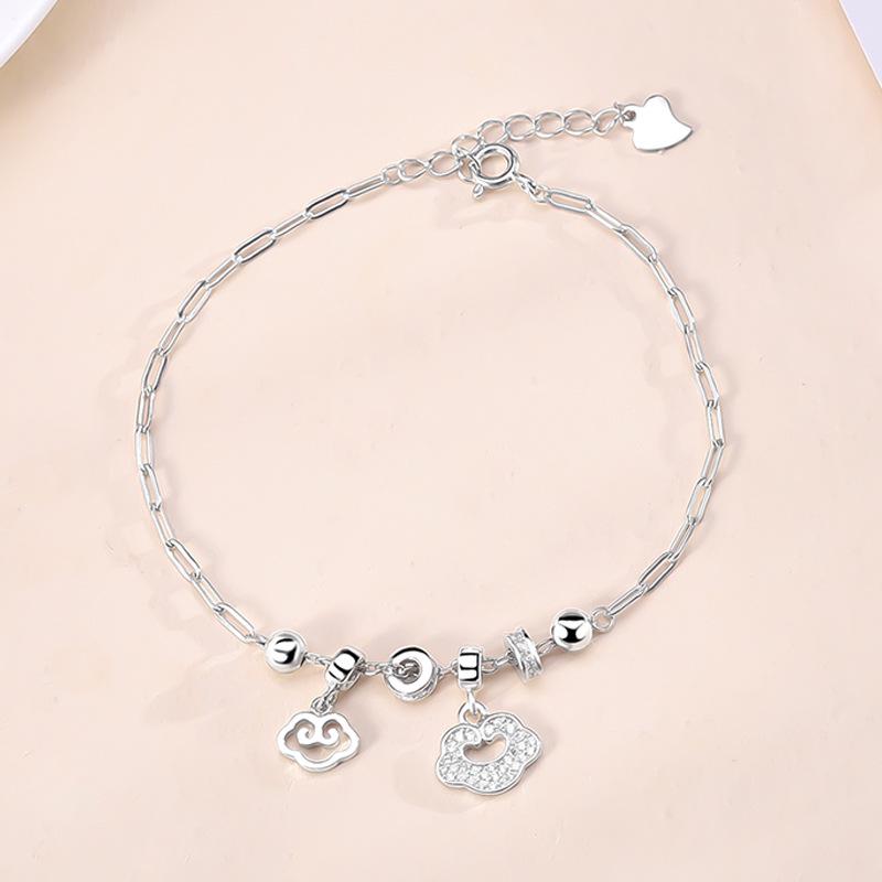 Ruyi Auspicious Clouds 925 Sterling Silver Women s Peace Lock Bracelet - Niche Design with High-End Personality and Elegant Charm. 925 Sterling Silver