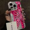 Pink Purple Skull Phone Cases for IPhone 16 Pro Max Case 13 12 11 14 15 Pro XR XSMax 7 8 Plus Senior Feather Gauze Bumper Cover