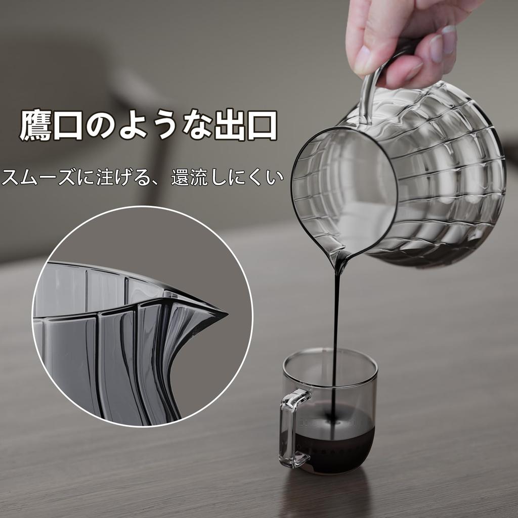 ESTVLB Coffee Server, Heat-Resistant Glass with Wooden Holder, 600ml Capacity with Graduations, Serves 2-4 People, Microwave Safe, with Lid, Hand