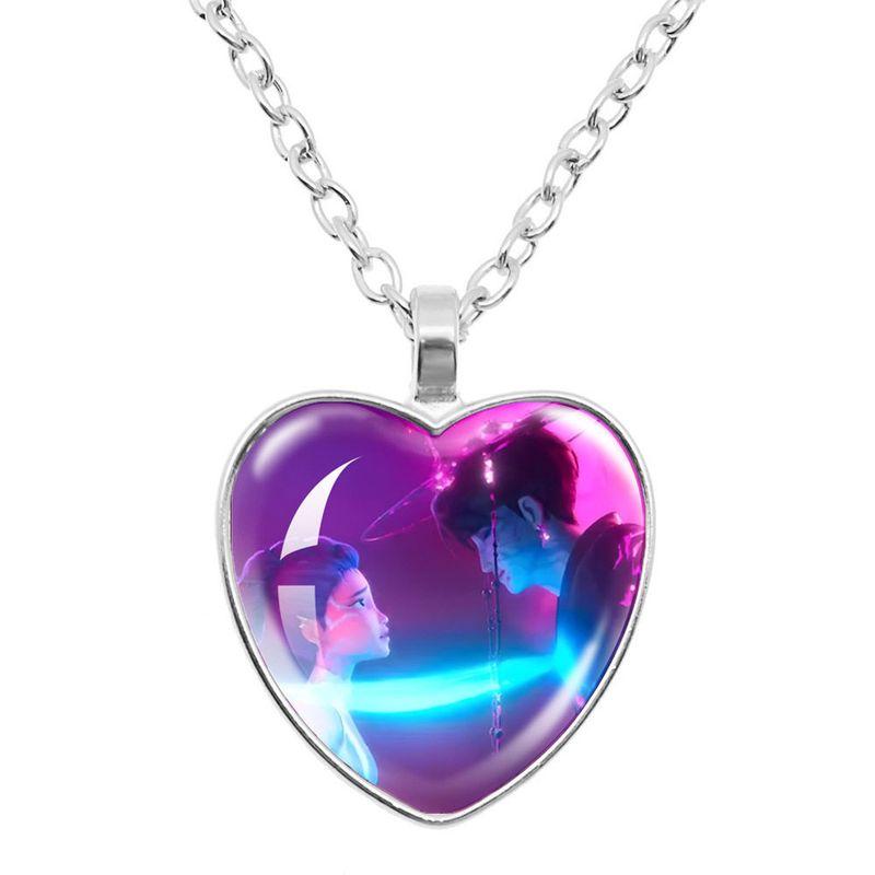 Fashion Movie-Kpop Demon Hunters Witch Hunting Group Time Stone Peach Heart Necklace Girl Gift 6