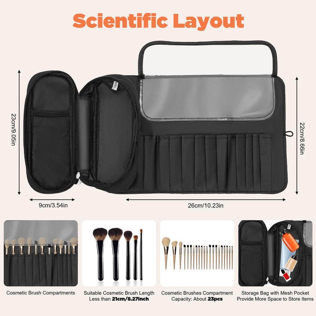 Portable Makeup Storage Bag Large Capacity Travel Cosmetic Bag Brushes Holder Waterproof Toiletry Bag for Women Girls