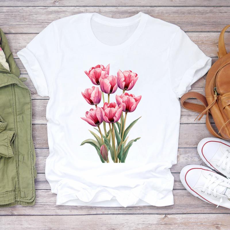 (Asian Size) Women Tee sweet love heart trend cute Top Clothing Casual  Short Sleeve T Shirt Fashion Print Lady Female Graphic T-shirts