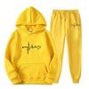 Womens Casual Hooded Sweatshirt Set Loose Fit College Style Printed Long Sleeve Top Drawstring Pants