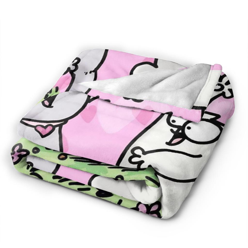 Humorous Cartoon Cat Simons Cat Flannel Throw Blanket Blanket for Bedding Outdoor Lightweight Quilt,
