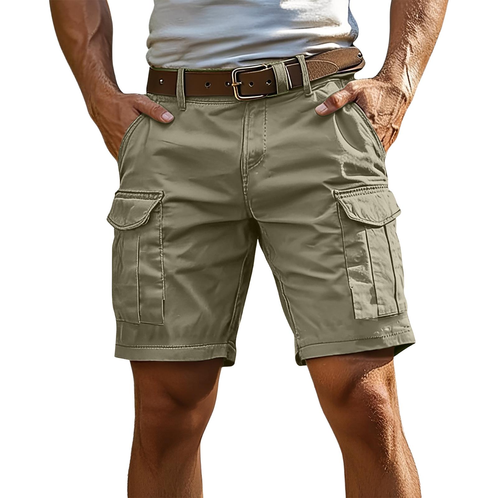 HAPPY  234 Heren Cargo Shorts met Meerdere Zakken Ontspannen Pasvorm Met Riem Taille Casual Outdoor Kleding voor Dagelijkse Activiteiten L lichtgroene kleur