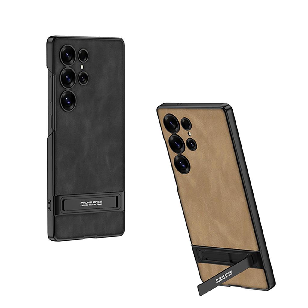 Samsung S25 Ultra Mobile Phone Case Triumph Ultra-thin Stand Frosted Leather Anti Fall Leather Case Fashionable and Simple Men and Women