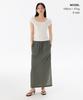 Musinsa Standard Woman Women'S Linen-Like Elastic Long Skirt [Grayish Khaki]