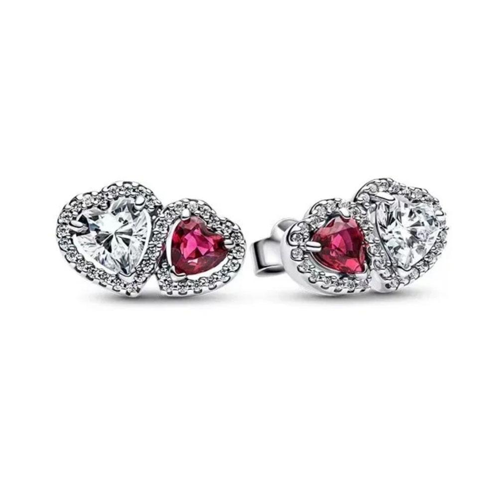 New 925 Silver Red Pink Bow, Golden Snowflakes, Earrings Suitable For Women's Holiday Exquisite Charm Jewelry Gifts