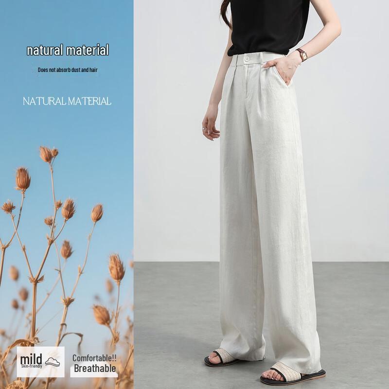 Pantaloni larghi da donna 100% lino HSTYLE
