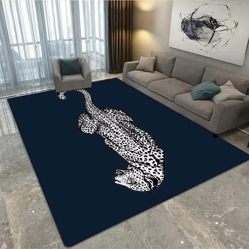 Leoparden-Blumenmuster Teppich Groß Waschbarer Bodenläufer für Wohnzimmer Schlafzimmer Arbeitszimmer Spielzimmer Fußmatte Heimdekoration Teppich