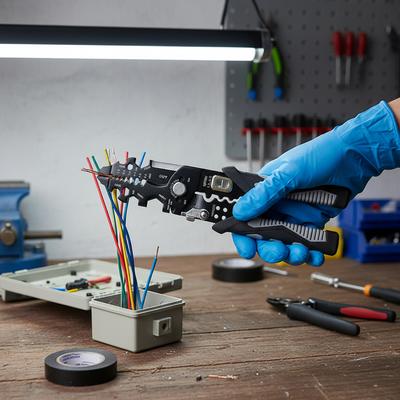 25 In 1 Multifunction Electrician Pliers Wire Stripping Cutting Crimping Tool For 16 AWG To 6 AWG Cables