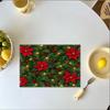 Linen Placemats Cute Snowman Winter, Gold Cream, Stain Resistant Easy to Clean, Dining Table Holiday Home Decor