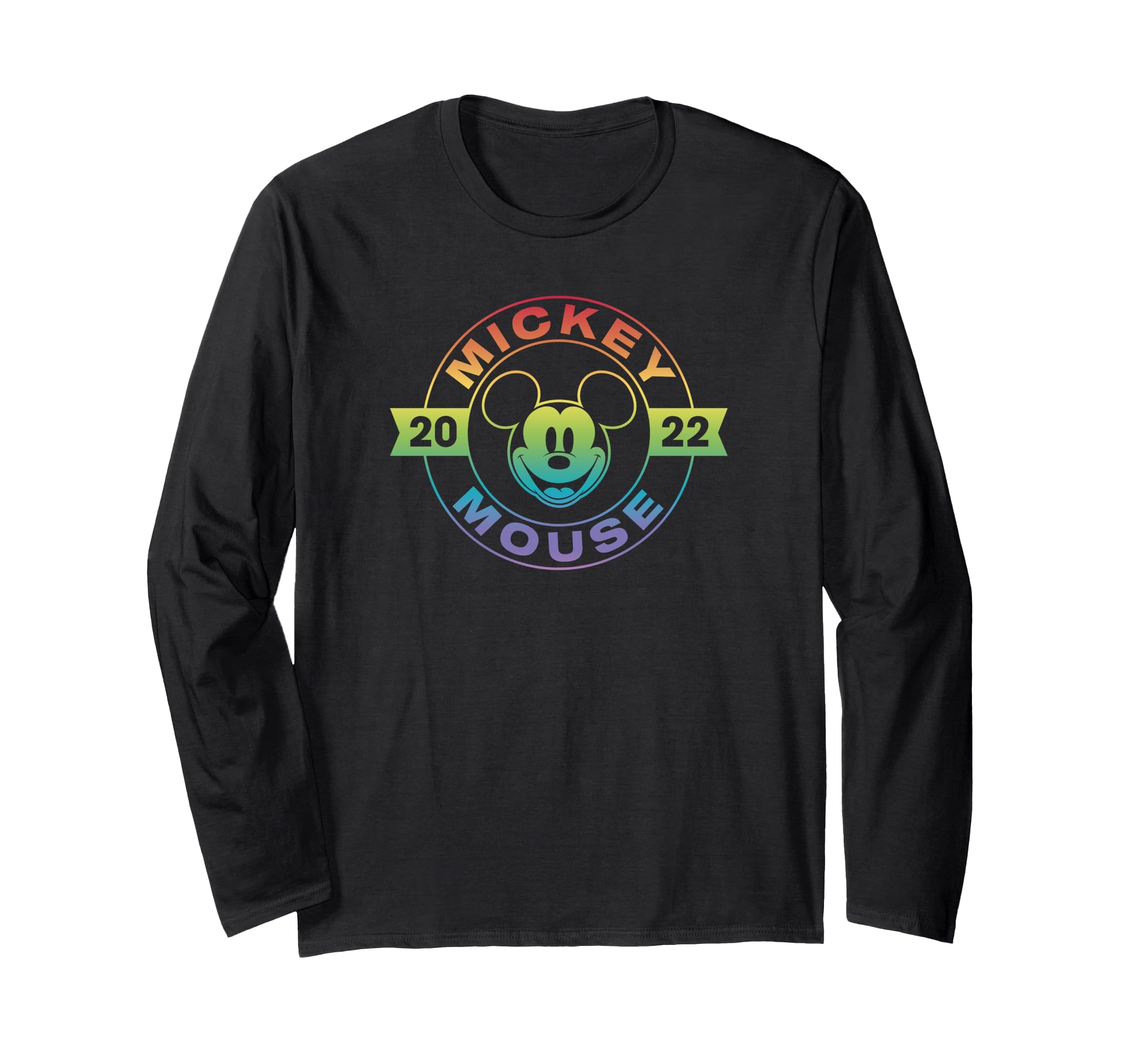 Disney Mickey And Friends Mickey Mouse 2022 Rainbow Logo Long-Sleeve T-Shirt чёрный