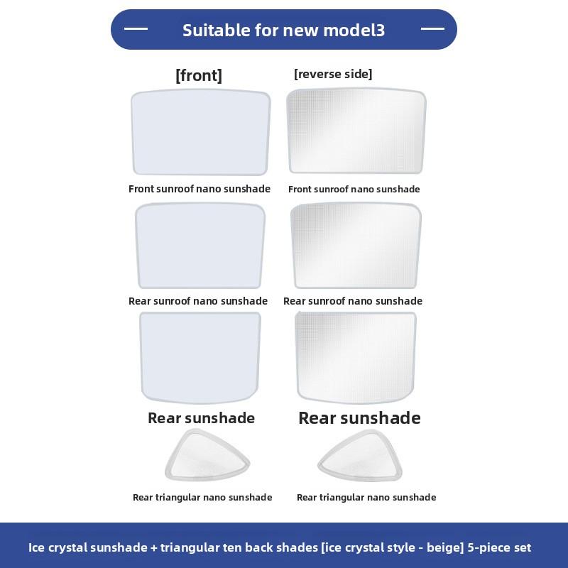 Naklejka Samochodowa Na Tesla Model 3 Model Y Osłona Przeciwsłoneczna Ulepszona Izolacja Ciepła Osłona Przeciwsłoneczna Dach Panoramiczny Osłona Dachu Kurtyna Lodowy Kryształ Hurtowa