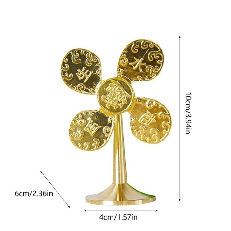 Brass Windmill Model Statue Luck Wealth Prosperities Metal Pinwheels Sculpture