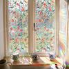 Rainbow Window Privacy Film Waterproof Static Cling Non-Adhesive Flower Pattern Sticker for Home Glass Windows Bedroom Living Room Decor